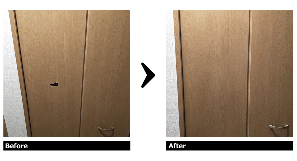 扉の穴あき 補修施工例