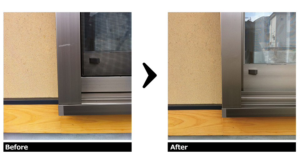 サッシ枠のキズ 補修施工例