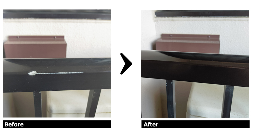サッシ手摺りのキズ 補修施工例